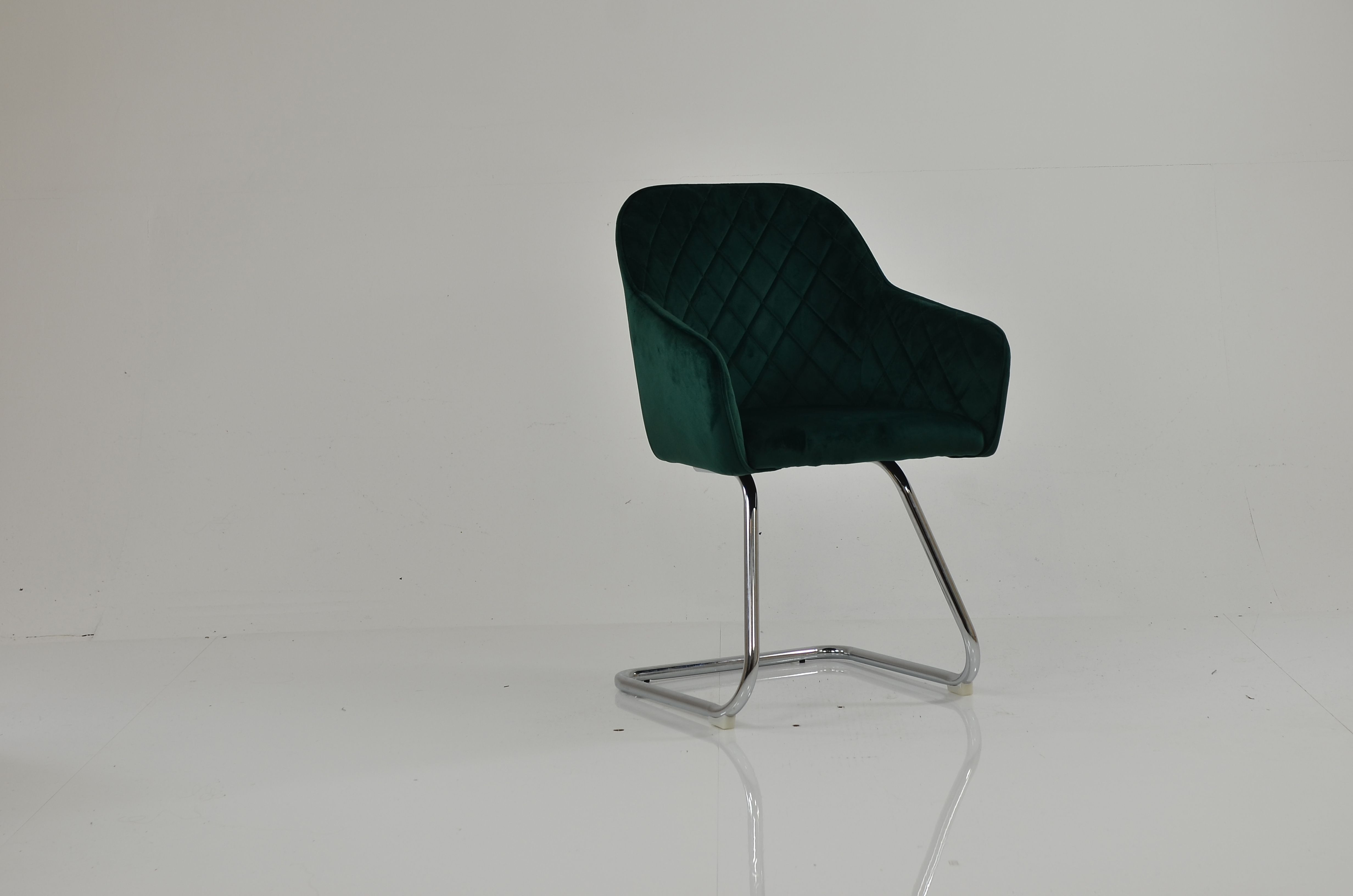 Hood Dining Chair Emerald Green Velvet & Chrome