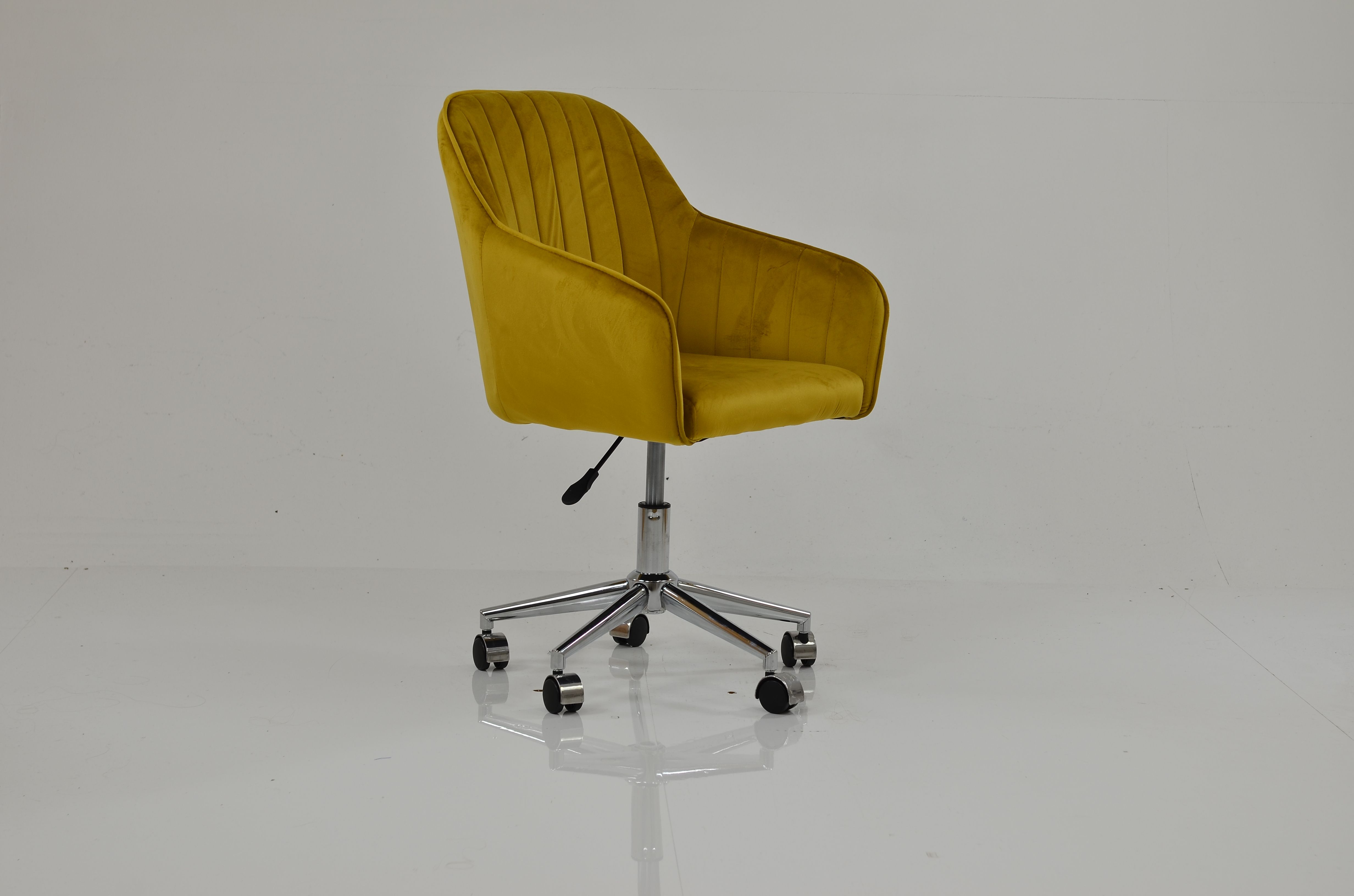 Lule Carver Office Chair Yellow Velvet & Chrome