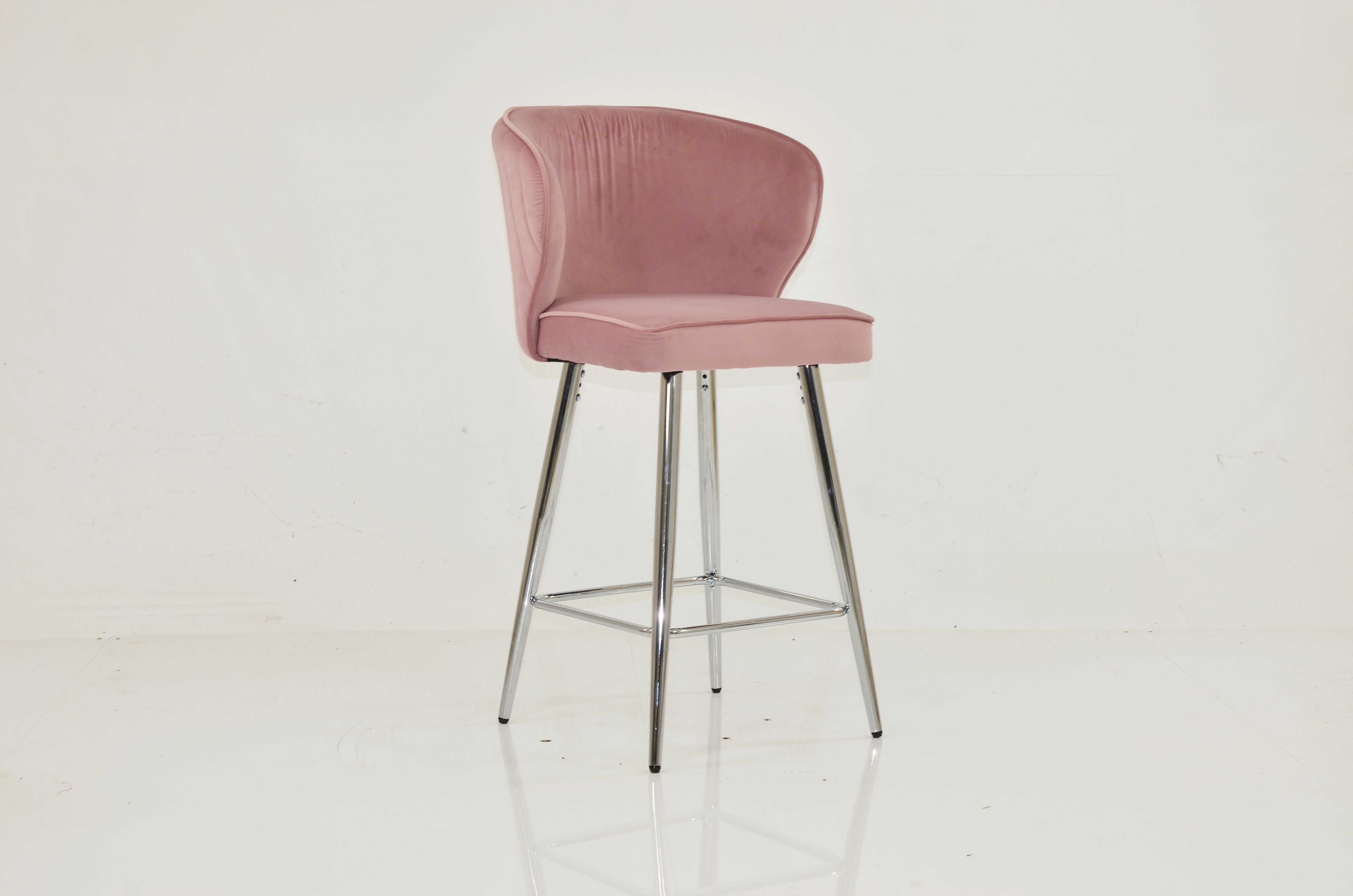 Jarrow Bar Stool Pink Velvet & Chrome