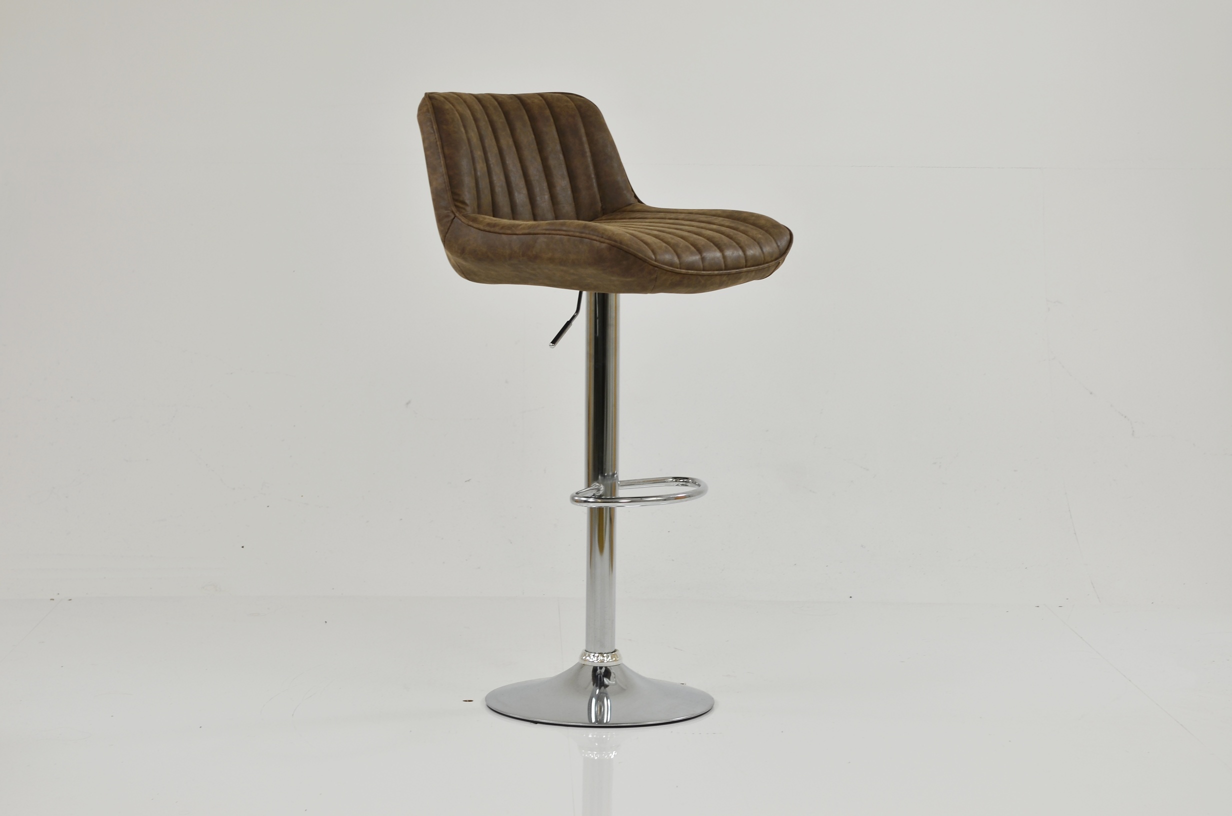 Perth Bar Stool Aged Brown Leather & Chrome Base