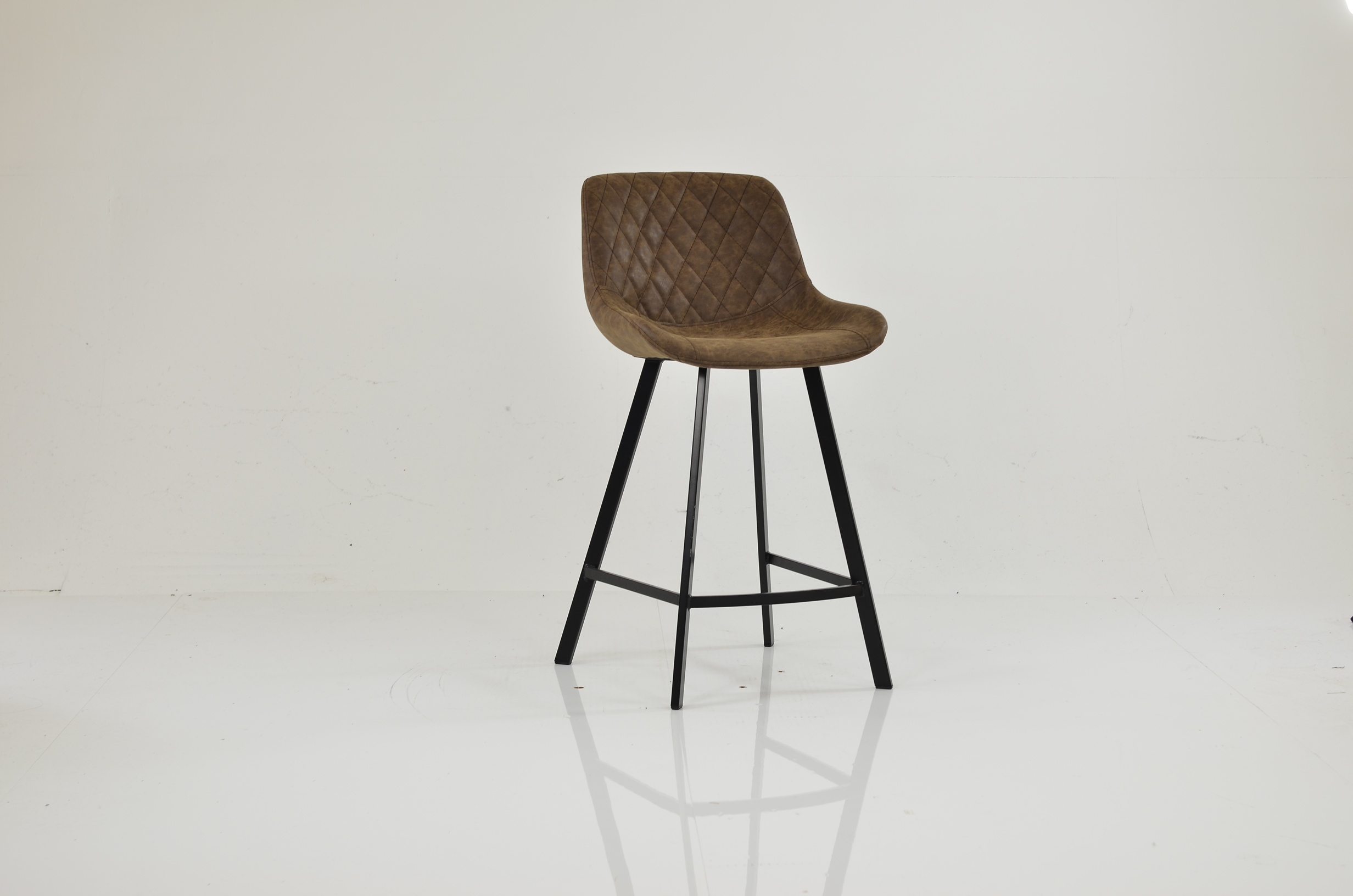 Matteo Bar Stool Aged Brown Leather & Black 65cm