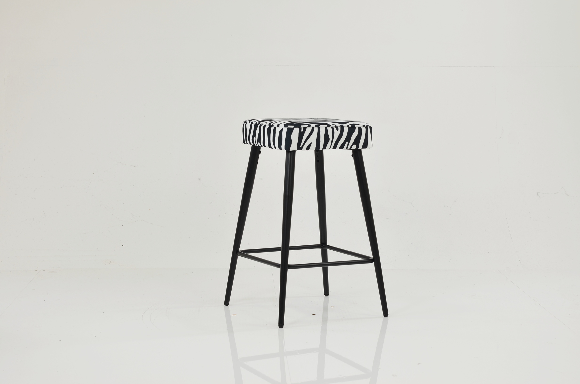 Swan Bar Stool Zebra Fabric & Black