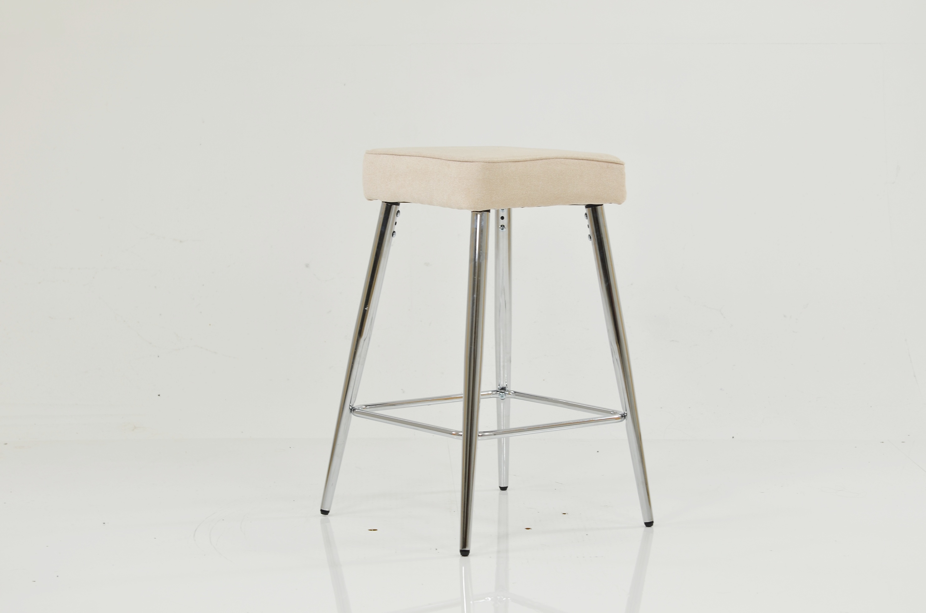 Cloud Bar Stool Natural Cream Fabric & Chrome