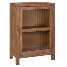 Mendani Mango Wood & Fluted Glass Glass Bathroom Cabinet, Walnut