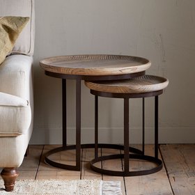 Nisha Reclaimed Wood and Iron Nesting Side Tables