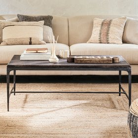 Sita Wood and Iron Coffee Table, Chocolate