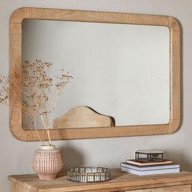Vivan Rectangular Grooved Wood Mirror
