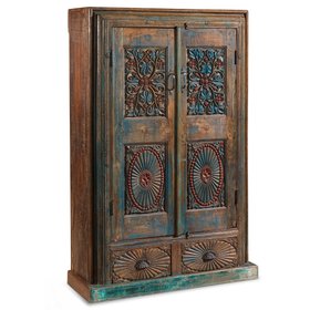 Indian Vintage Painted Almirah Cabinet