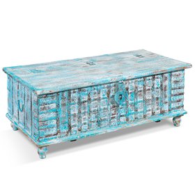 Vintage Distressed Blue Blanket Chest