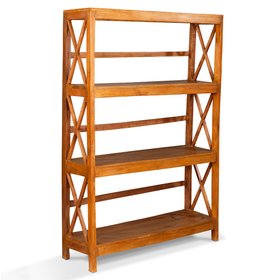 Vintage Indian Bookshelf with Cross Brace Design