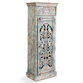Narrow Carved Single Door Cabinet