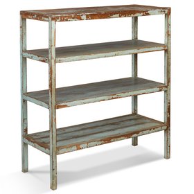 Vintage Indian Distressed Blue Bookshelf