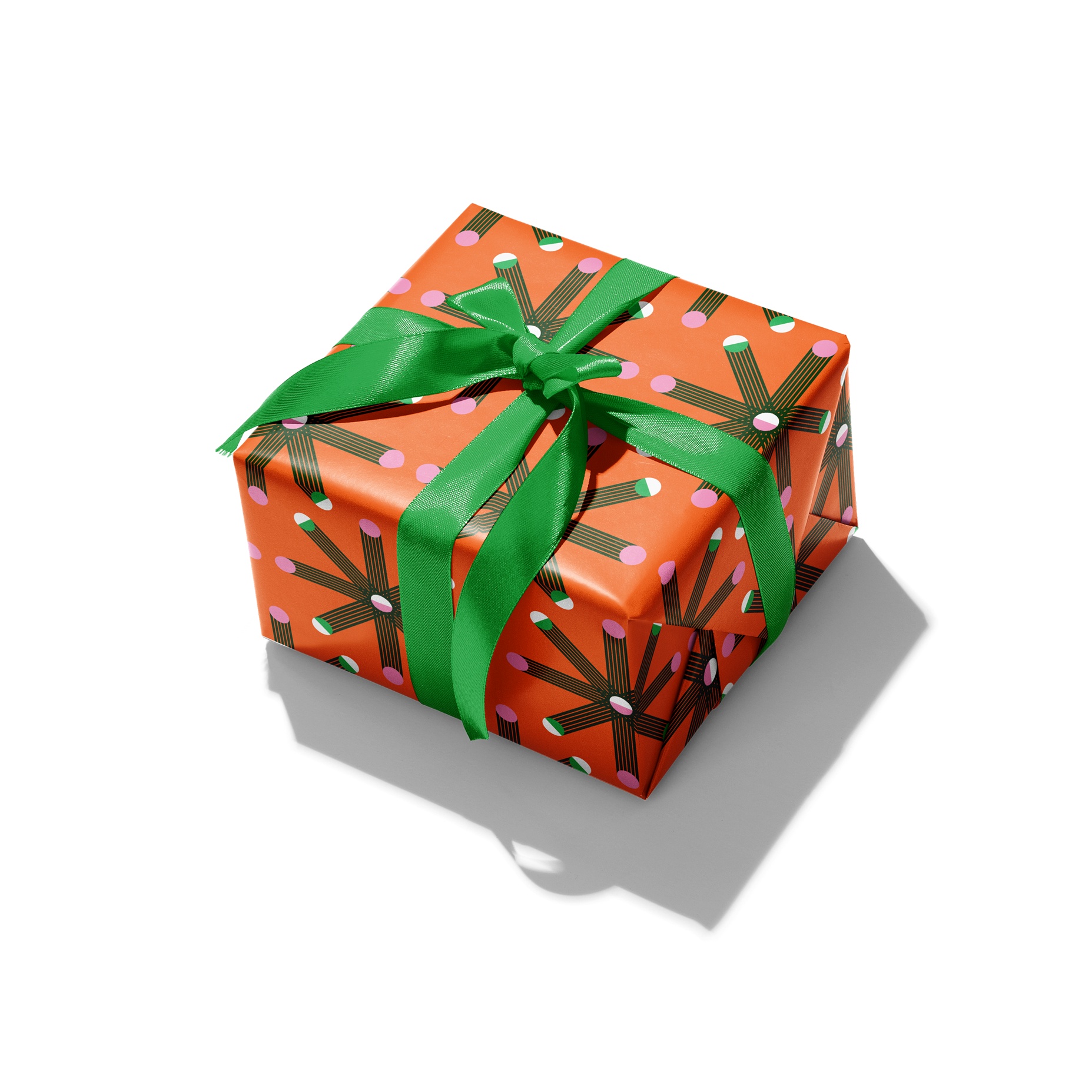 New: Christmas Seventies Series 9 Orange Star — Wrapping Paper
