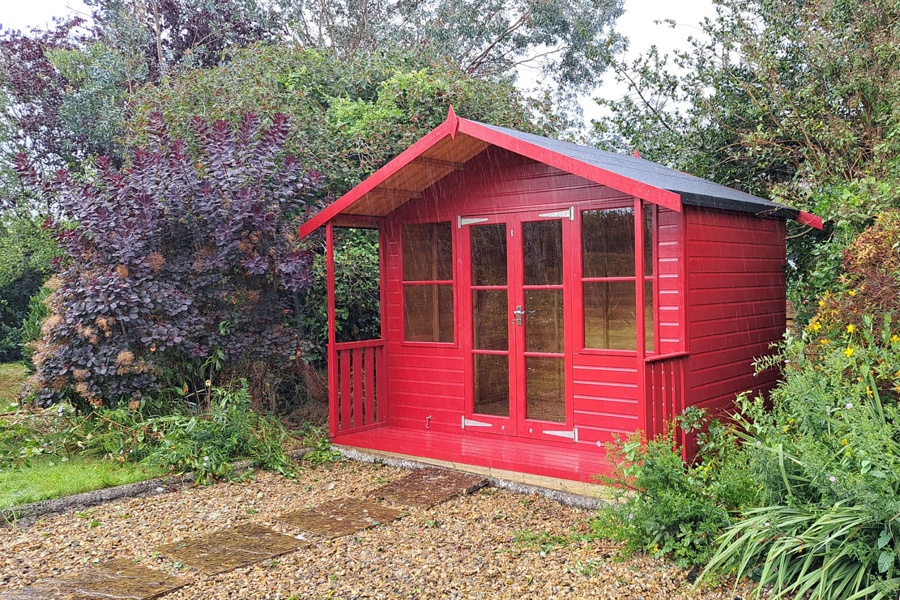 Thorndown Rowan Berry Red Wood Paint On Taunton Sheds Summerhouse