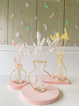 Minimal Line Vases - Set of 3, Gold