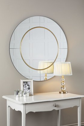 Maya Round Mirror Mottled Gold Detail 90cm