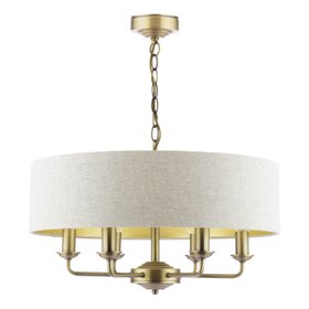 Sorrento 6 Light Shadelier In Antique Brass