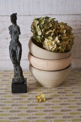 Block Print Tree Mindaro Linen Union