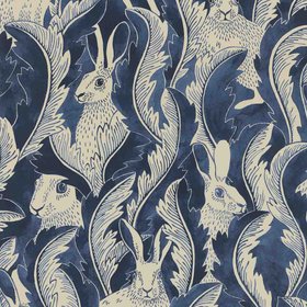 Wallpaper - Hare in Hiding - Dark Denim