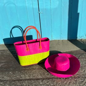 Monique Two Tone Handbag with Mimosa Hat