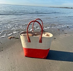 Hanta Two Tone Raffia Basket Bag