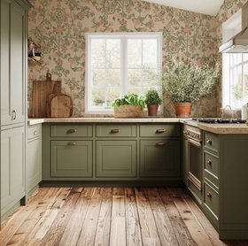 'Tudor Blooms' Wallpaper in Chimera Clay Colourway