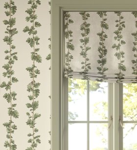 Hawthorn Stripe Wallpaper & Linen Fabric - Botanical Green
