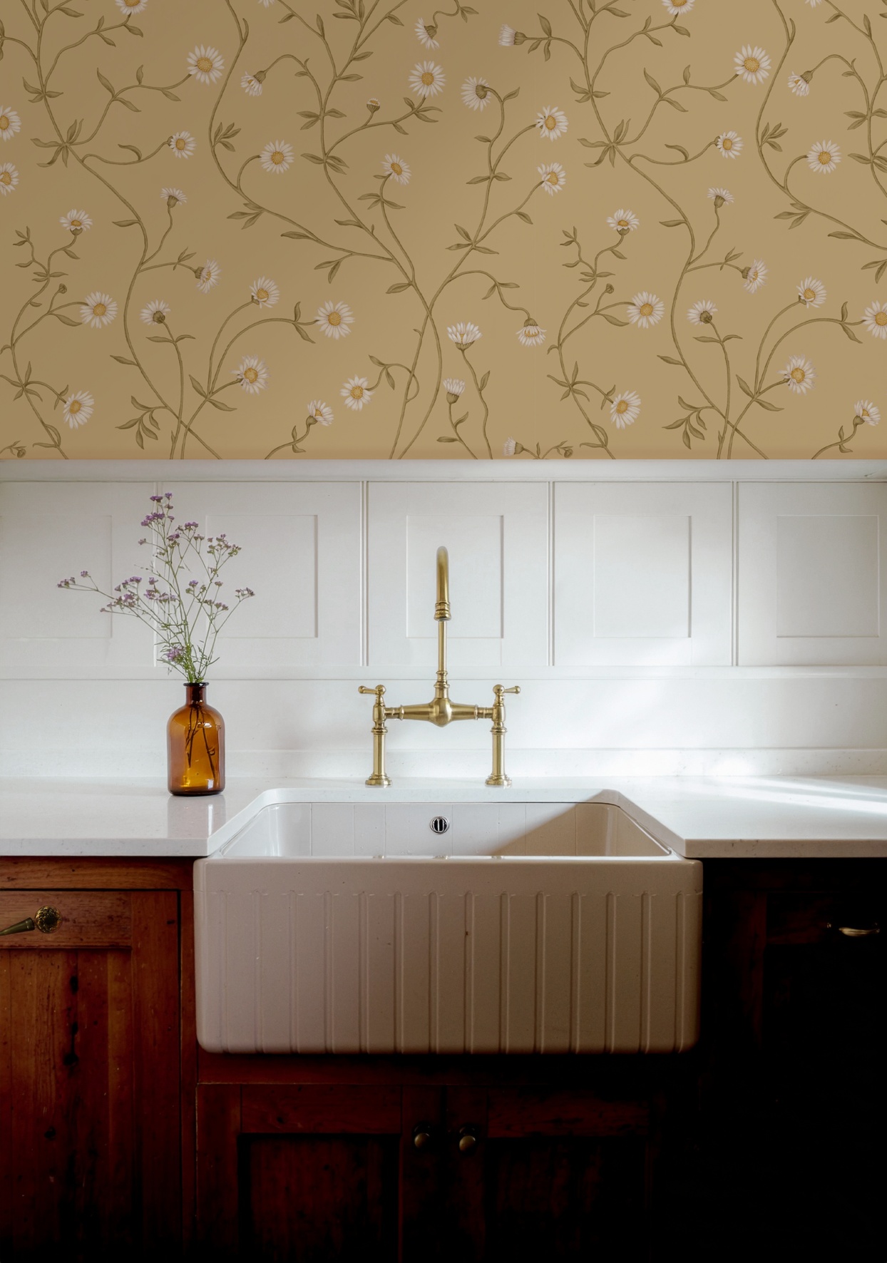 Daisy Chain Wallpaper - Sunbaked Colourway