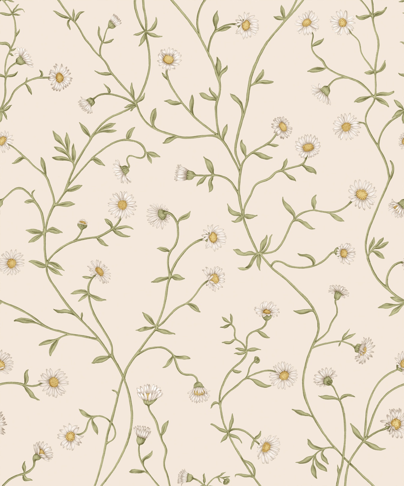 Daisy Chain Wallpaper - Soft White Colourway