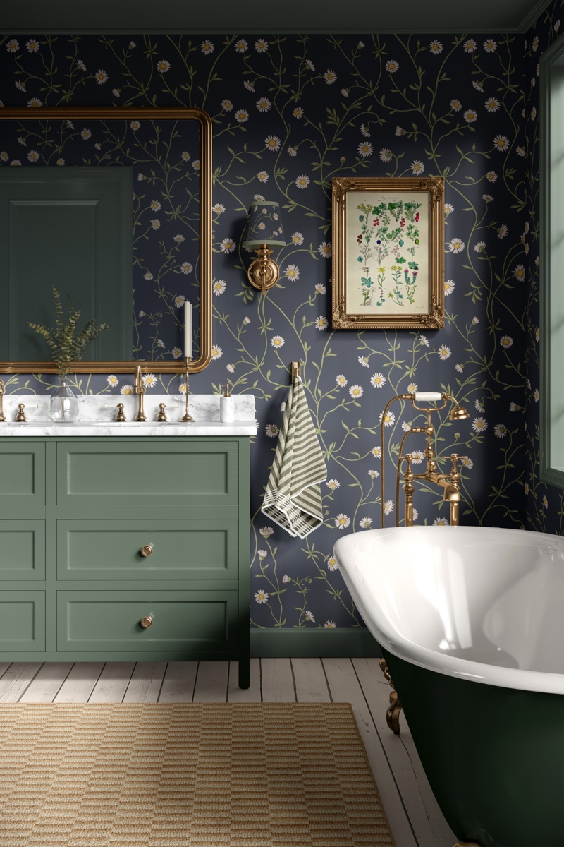 Daisy Chain Wallpaper - Night Sky Colourway