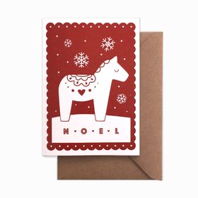 Red Scandi festive Christmas card
