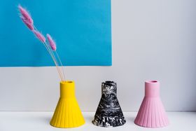 Barbican Vases, Sunshine Yellow / Marble / Bubblegum Pink 