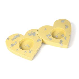 Yellow Heart tealight holder set