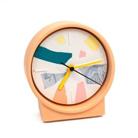 Broken pieces jesmonite clock with peach stand
