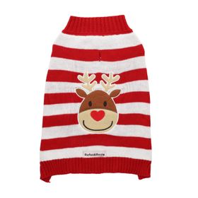 Rufus & Rosise Striped Reindeer Dog Jumper