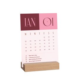 2027 Colour Block Desk Calendar with Wooden Holder