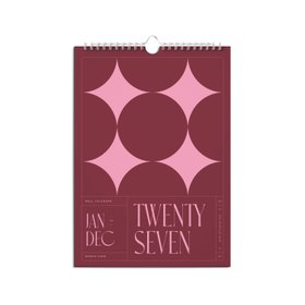 2027 A3 Monthly Wall Calendar - Burgundy Stars