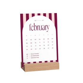 2027 Candy Stripe Desk Calendar with Wooden Holder
