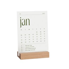 2027 Minimal Desk Calendar With Wooden Block by AIM Studio Co