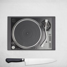 Black Record Player Turntable Glass Chopping Board