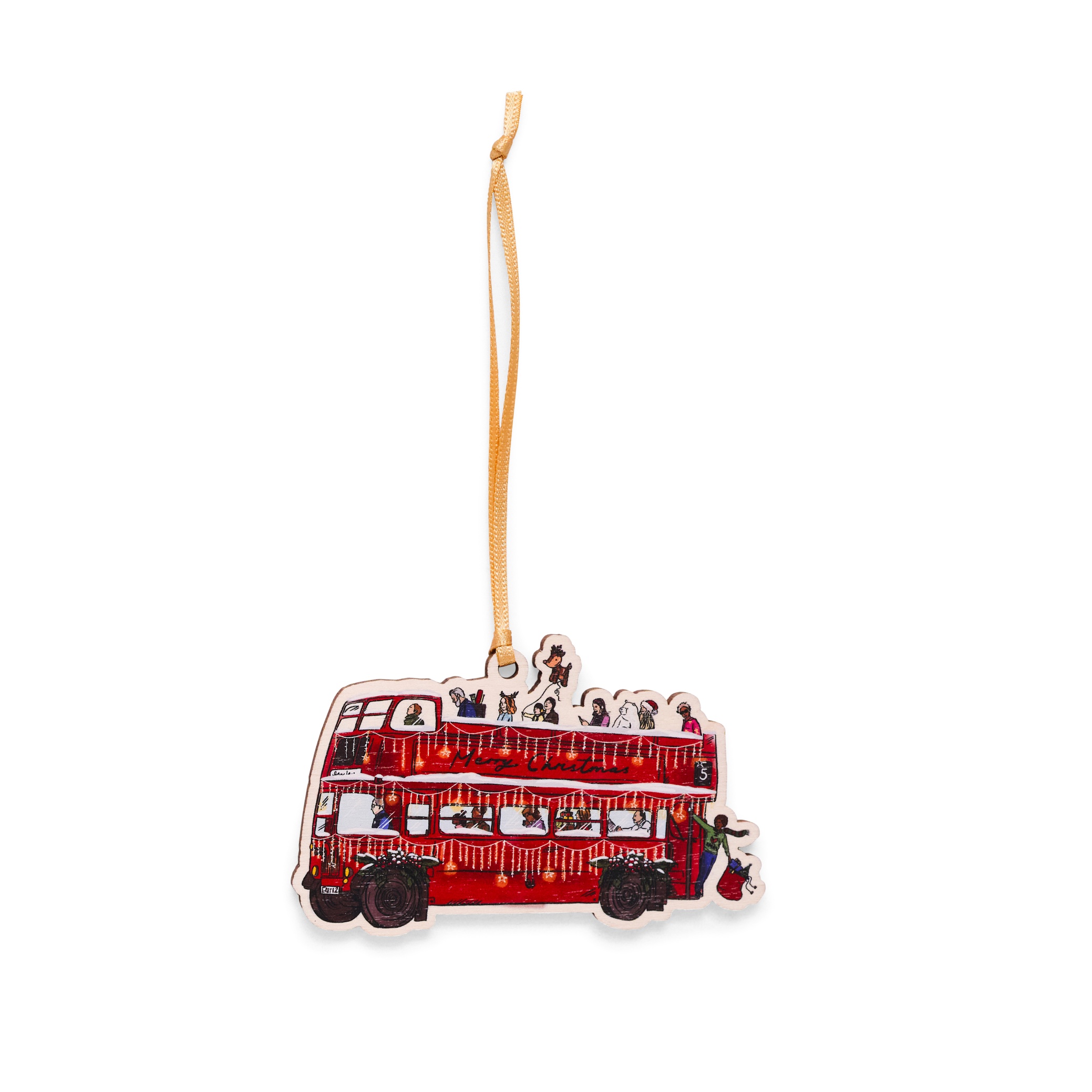 Wooden Decoration DEC16 London Bus Code A London Christmas Tale HR 4