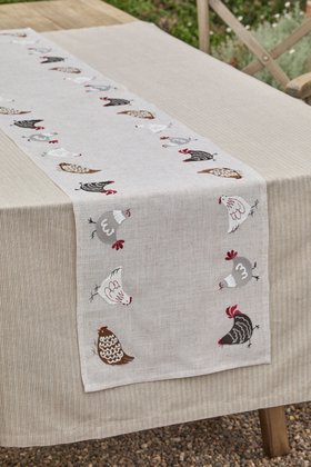 Embroidered Hen Runner