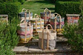 Jute storage basket display