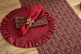 Acorn Napkin Ring & Merlot Ruffle Edged Placemat On Under The Mistletoe