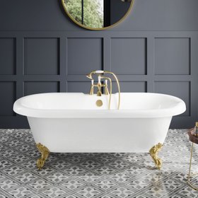 ~Bathroom Mountain Grosvenor 1800mm Roll Top Bath - Brushed Brass Ball Feet