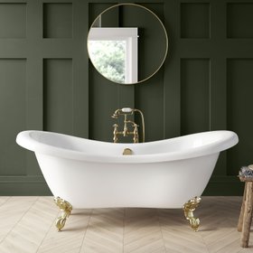 Bathroom Mountain Tonbridge 1750mm Roll Top Bath - Brushed Brass Ball Feet