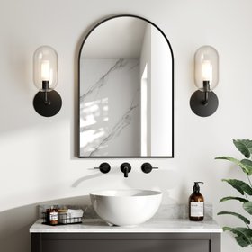 Essence Black Framed Arched Bathroom Mirror 750x500mm
