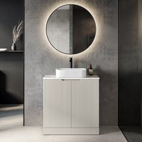Crete Fluted Linen White Vanity with Marble Top & Marin Basin 800mm