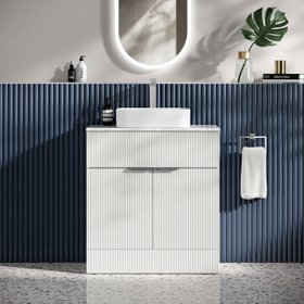 Havana Fluted White Vanity With Marble Top Basin 800mm