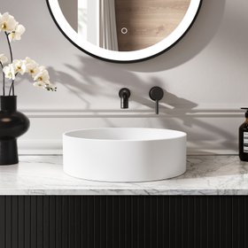 Missouri Matt White Round Counter Top Stone Basin